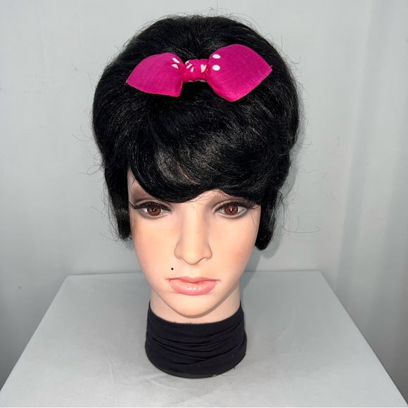 Pink and White Polka Dot Retro Bandana Knotted Hair Bow - Picture 2 of 11